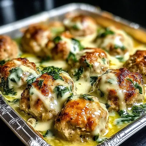 Southern Style Baked Chicken Ricotta Meatballs with Spinach Alfredo Sauce