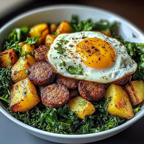 Breakfast Power Bowl with Sausage, Eggs & Greens