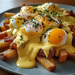 Breakfast Poutine with Hollandaise Sauce
