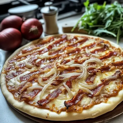 Sweet and Savory Maple Bacon and Caramelized Onion Pizza