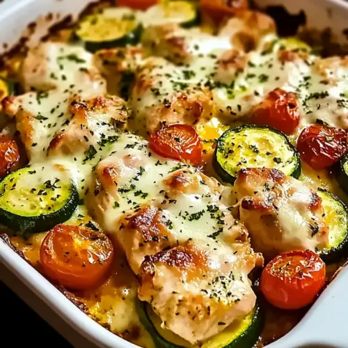 Mediterranean Chicken Zucchini Bake