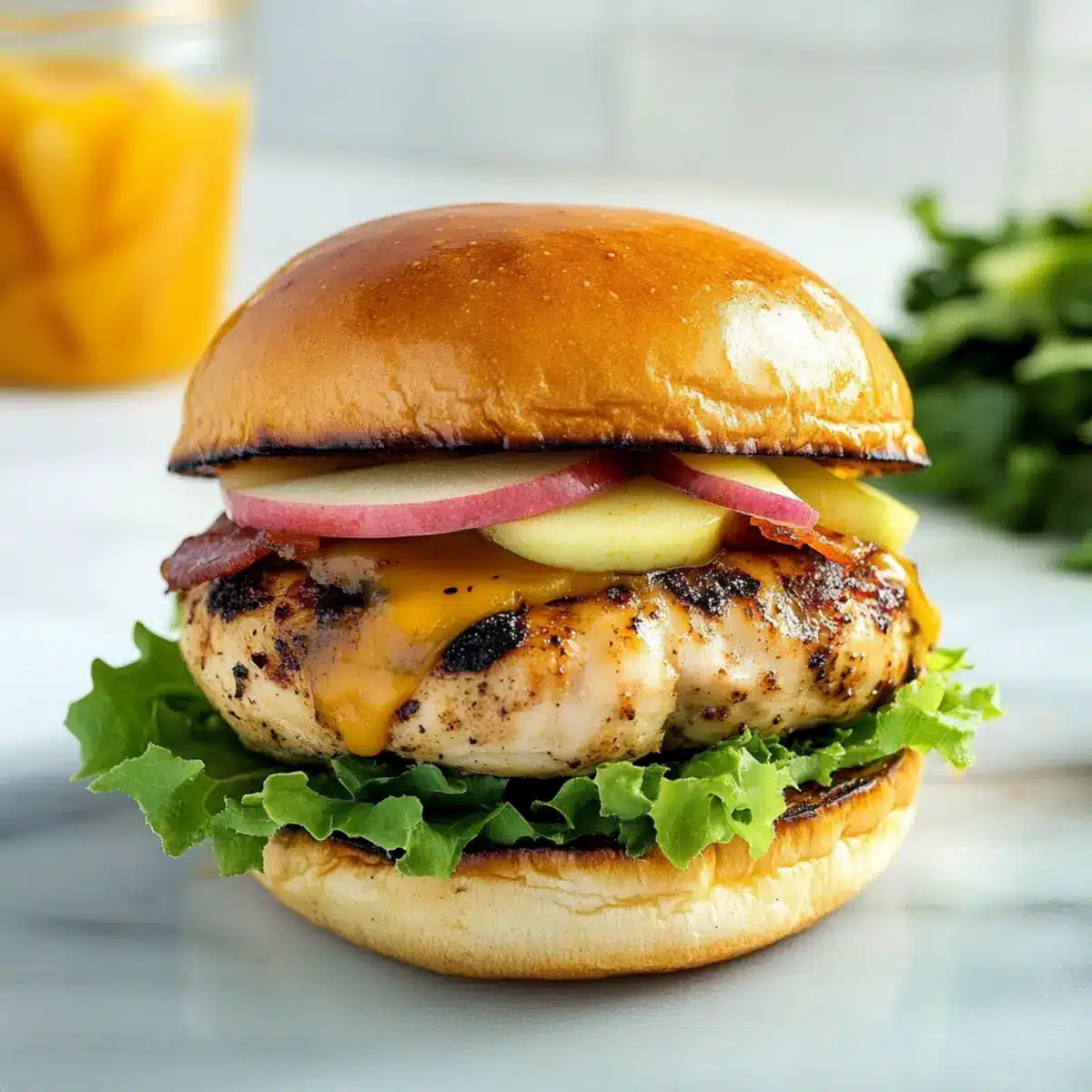 Maple Mustard Apple Chicken Burgers