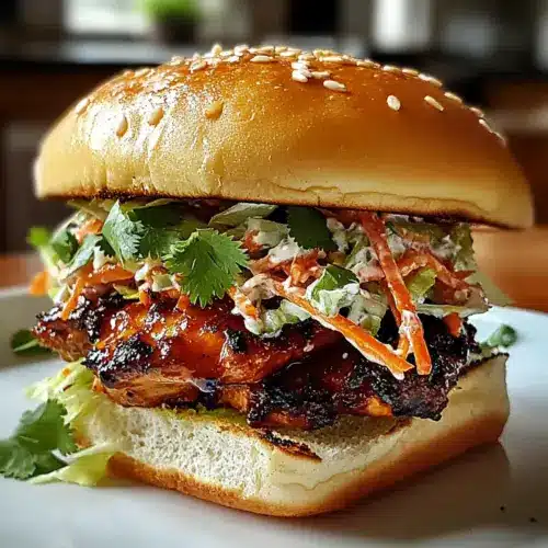 Spicy Korean BBQ Chicken Sandwich with Crispy Slaw