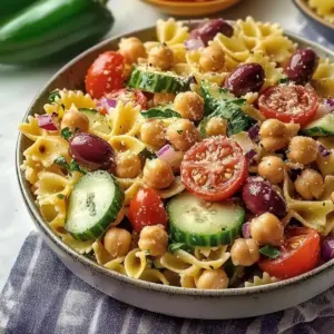 Greek Pasta Salad with Chickpeas