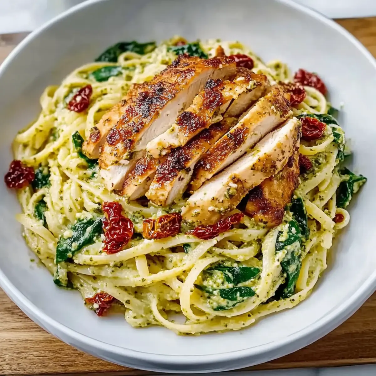 Simple Creamy Chicken Pesto Pasta with Spinach
