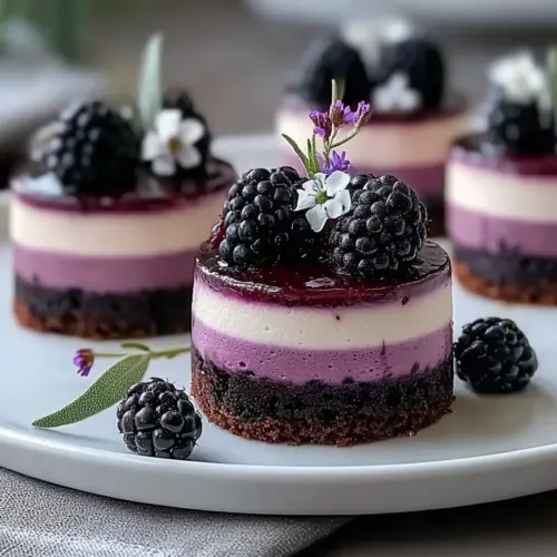 Mini Blackberry Mousse Cakes