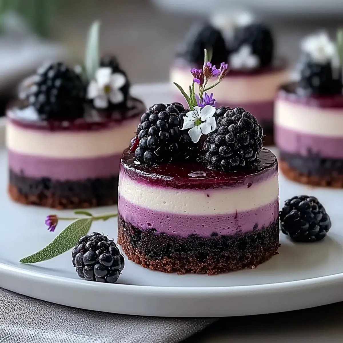 Mini Blackberry Mousse Cakes