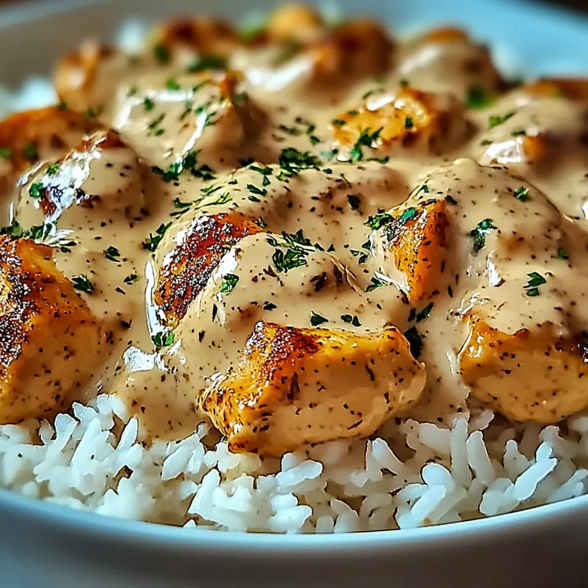 Creamy Smothered Chicken and Rice