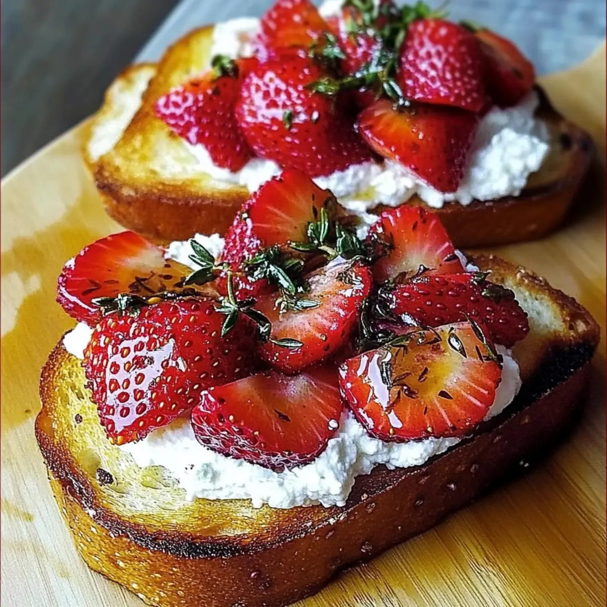 Roasted Strawberry Whipped Ricotta Toast