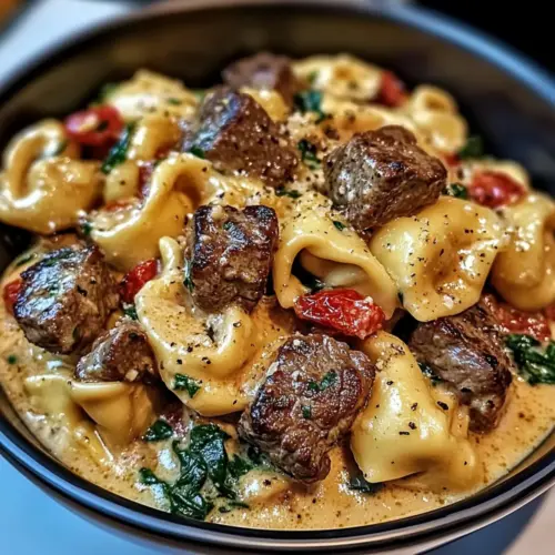 Creamy Tuscan Spinach & Steak Bites Tortellini