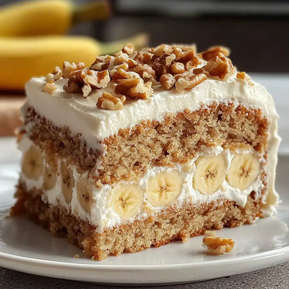 Classic Banana Walnut Cake with Cream Cheese Frosting