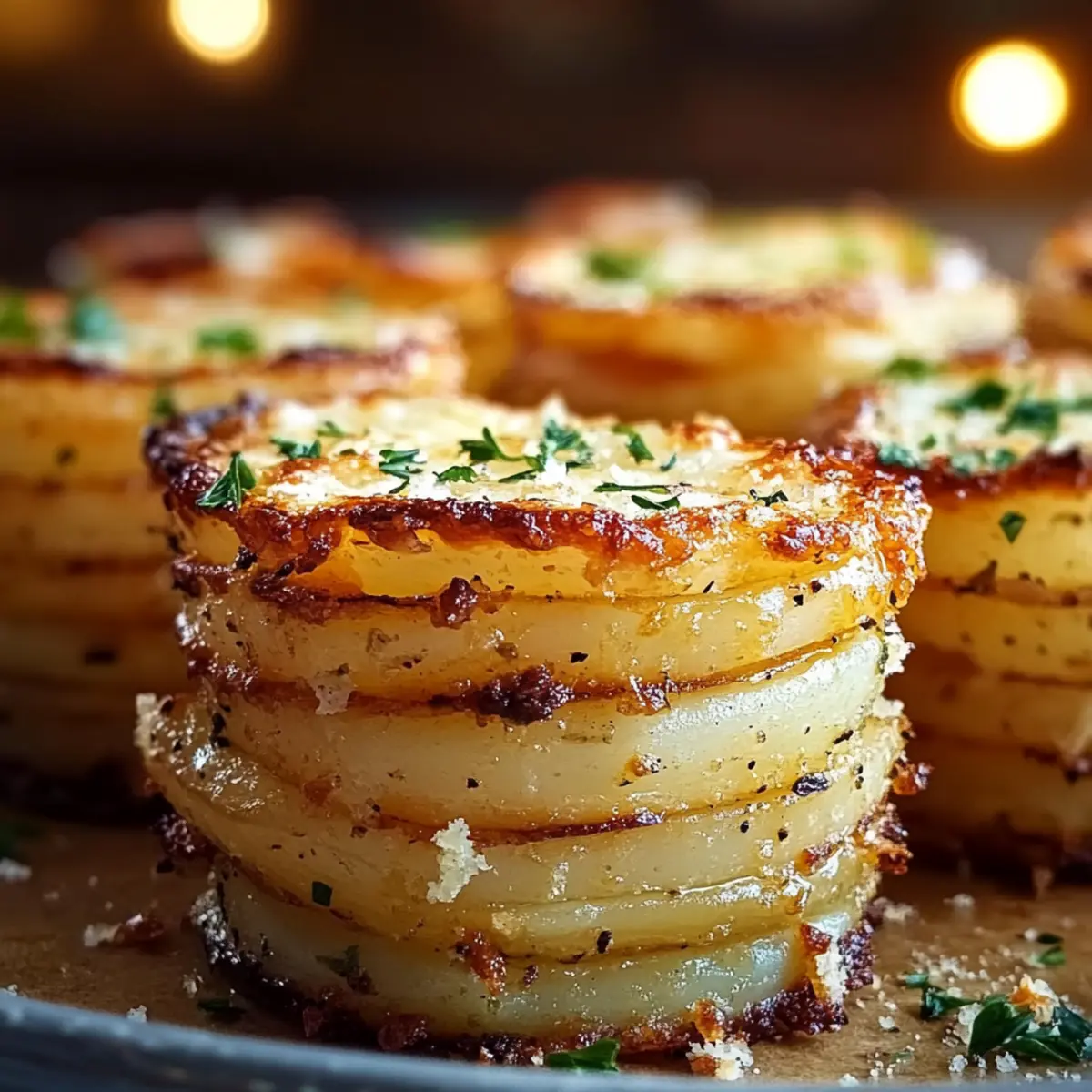 Garlic Parmesan Potato Stacks