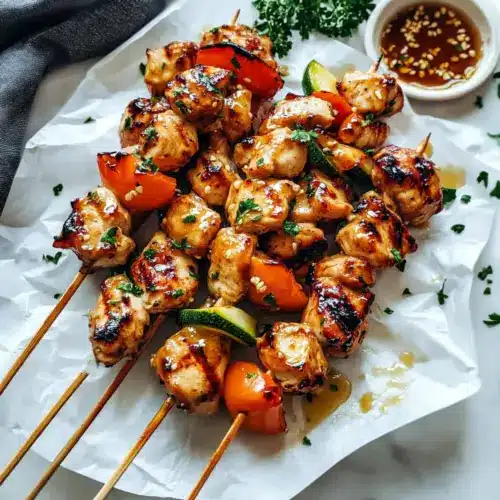 Grilled Asian Chicken Skewers with Honey Garlic Sauce