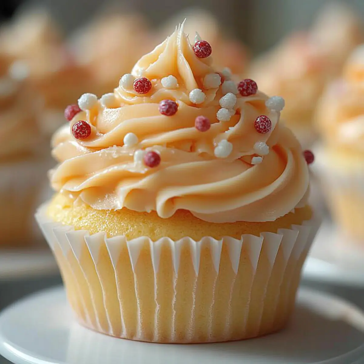 Sweet Peach Bellini Cupcakes